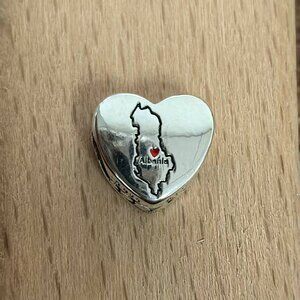 Pandora I Love Republic of Albania Exclusive Heart Charm, S925 Silver Bracelets